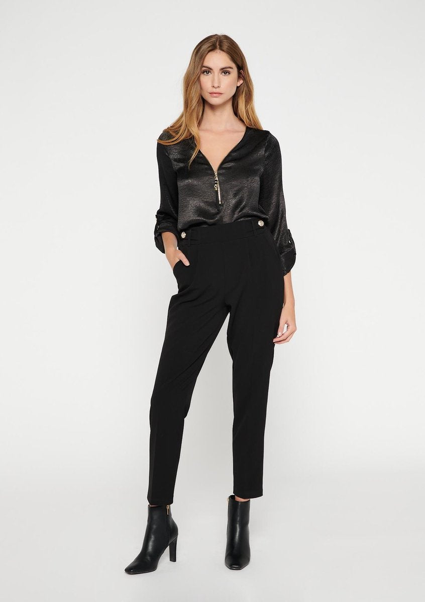 Broek met decoratieve knopen - Zwart
