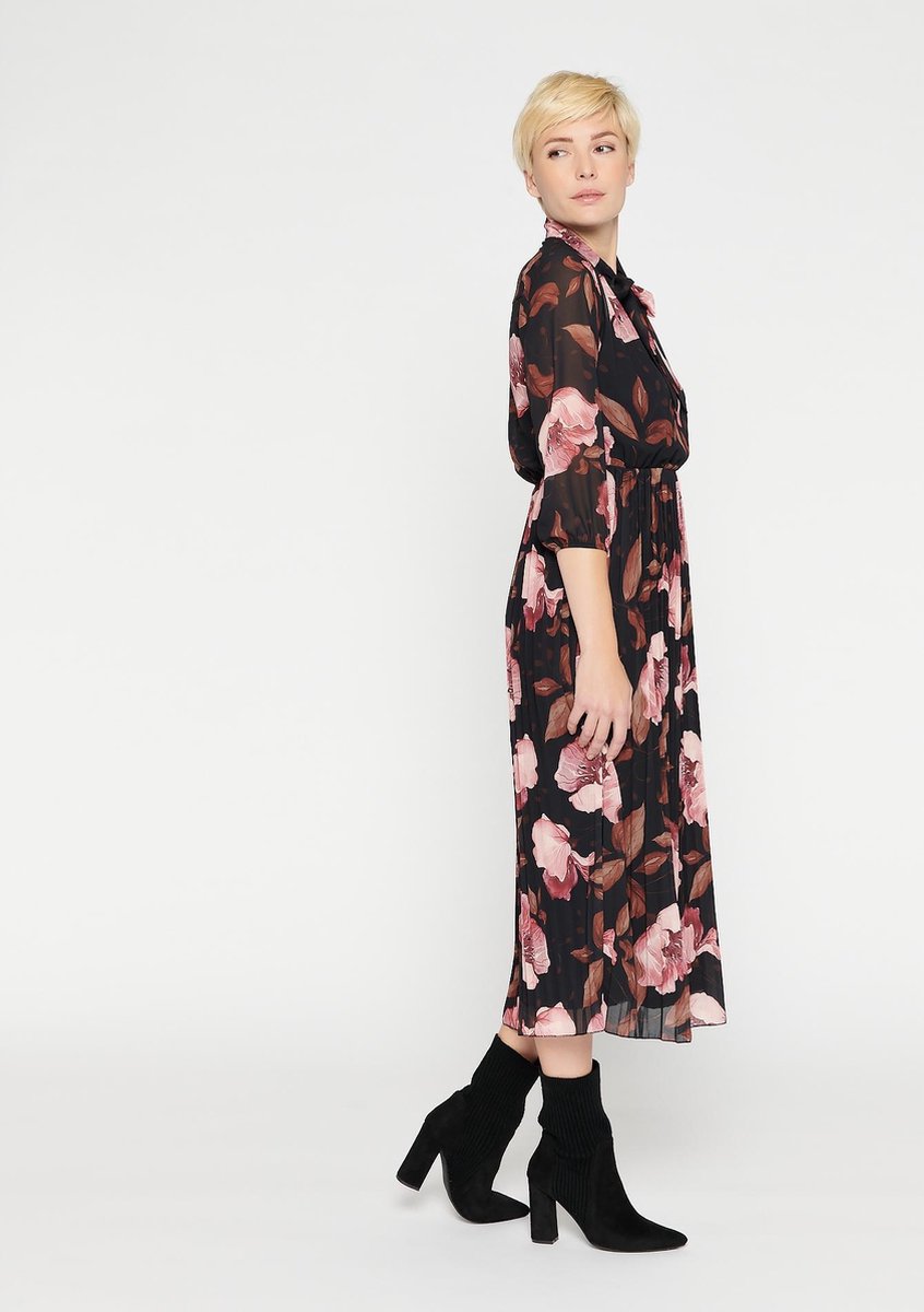 Maxi jurk met bloemen - Zwart