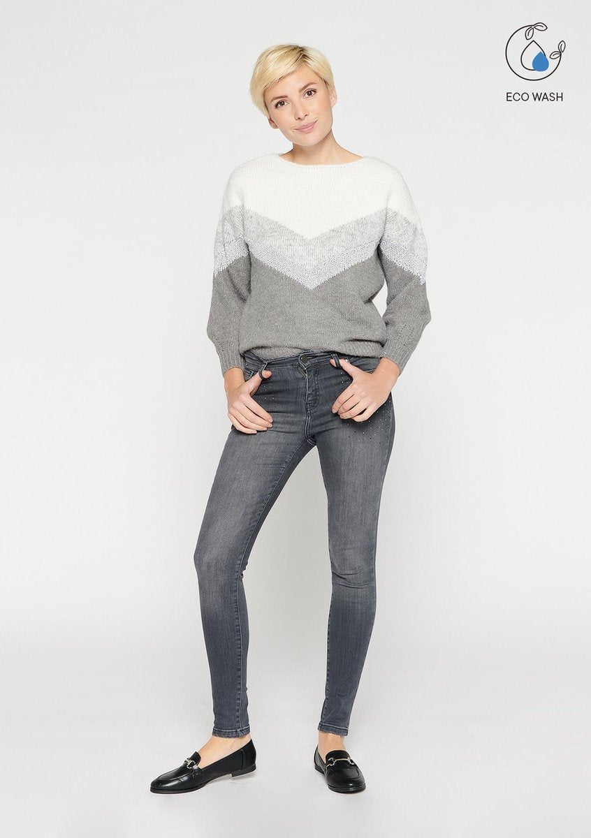 Skinny jeans met strass steentjes - Dnm - Med Grey