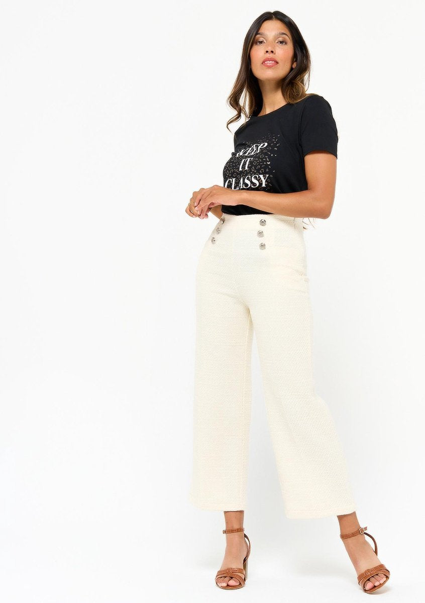 Klassieke broek met officiersknopen - Wit