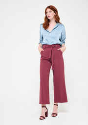 Klassieke broek met ceintuur - Nude
