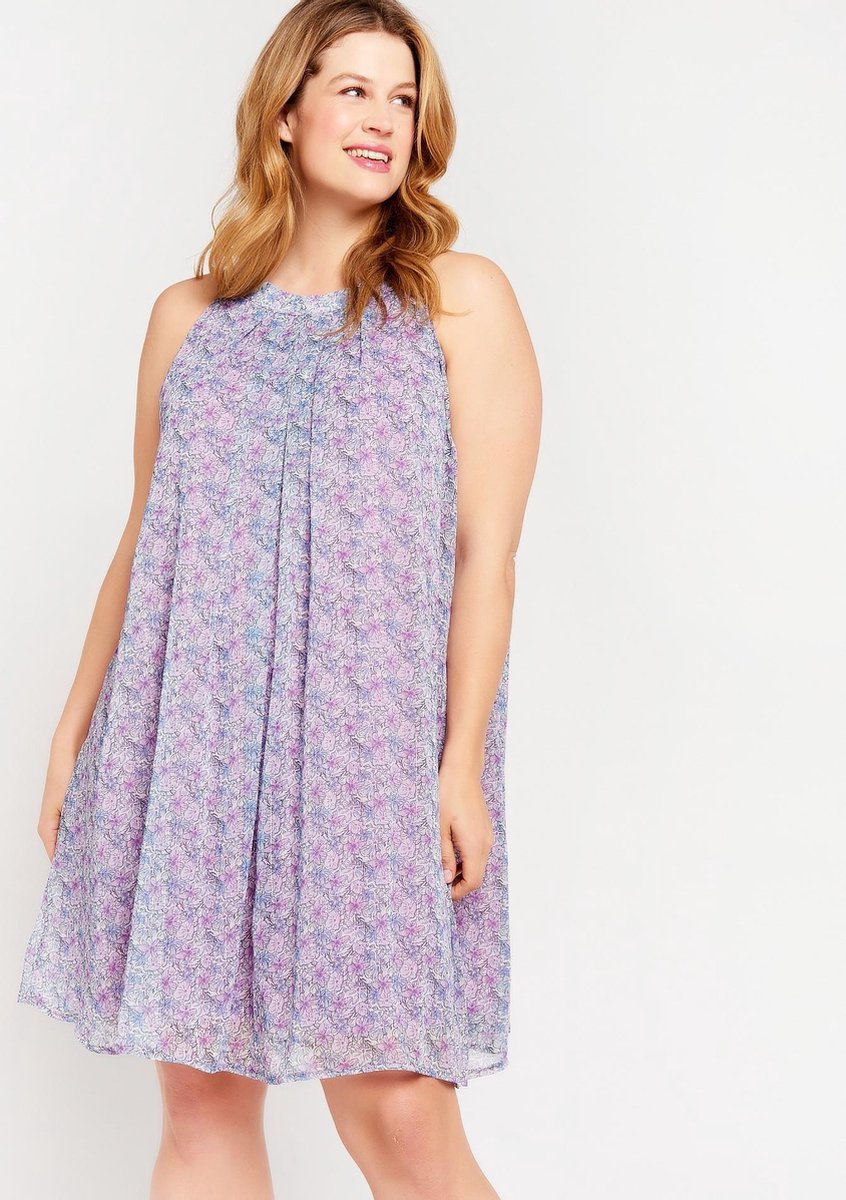 A-lijn jurk met liberty print - Paars