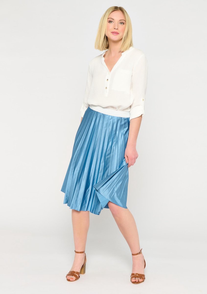 Plissé midi rok - Light Blauw