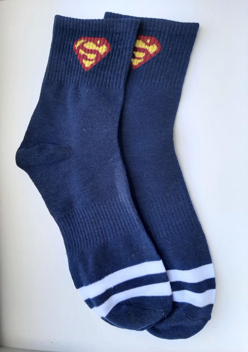 Superman sokken donkerblauw - one size - unisex - superhelden sokken - Marvel