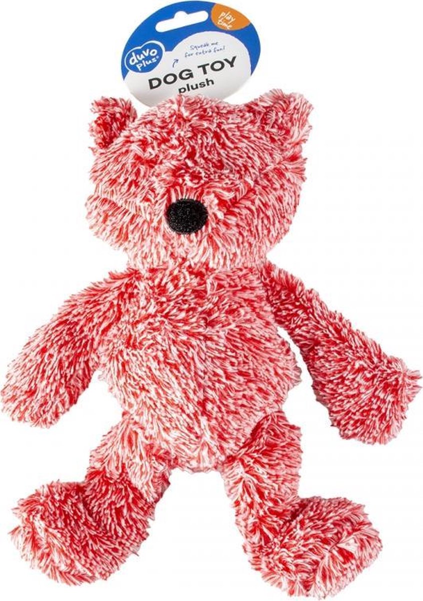 Duvo+ Pluche vos furry Rood/wit 17x30x8cm