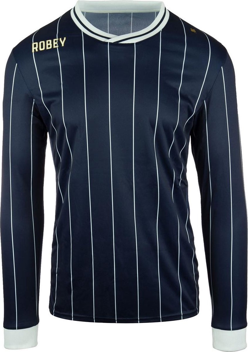 Robey Pinstripe LS voetbalshirt lange mouwen (maat 4XL) - Navy