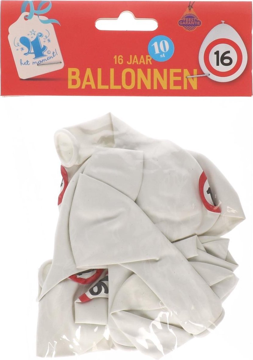 Verkeersbord | ballonnen 16 jaar - ballon 16 jaar - 10 stuks - gefeliciteerd 16 - jarig 16 - hiep hiep hoera 16 - verkeersbord 16 jaar - ballon 16 jaar - zestien jarig jubileum -