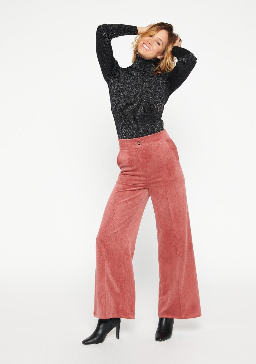 Rolkraag trui met lurex - Zwart