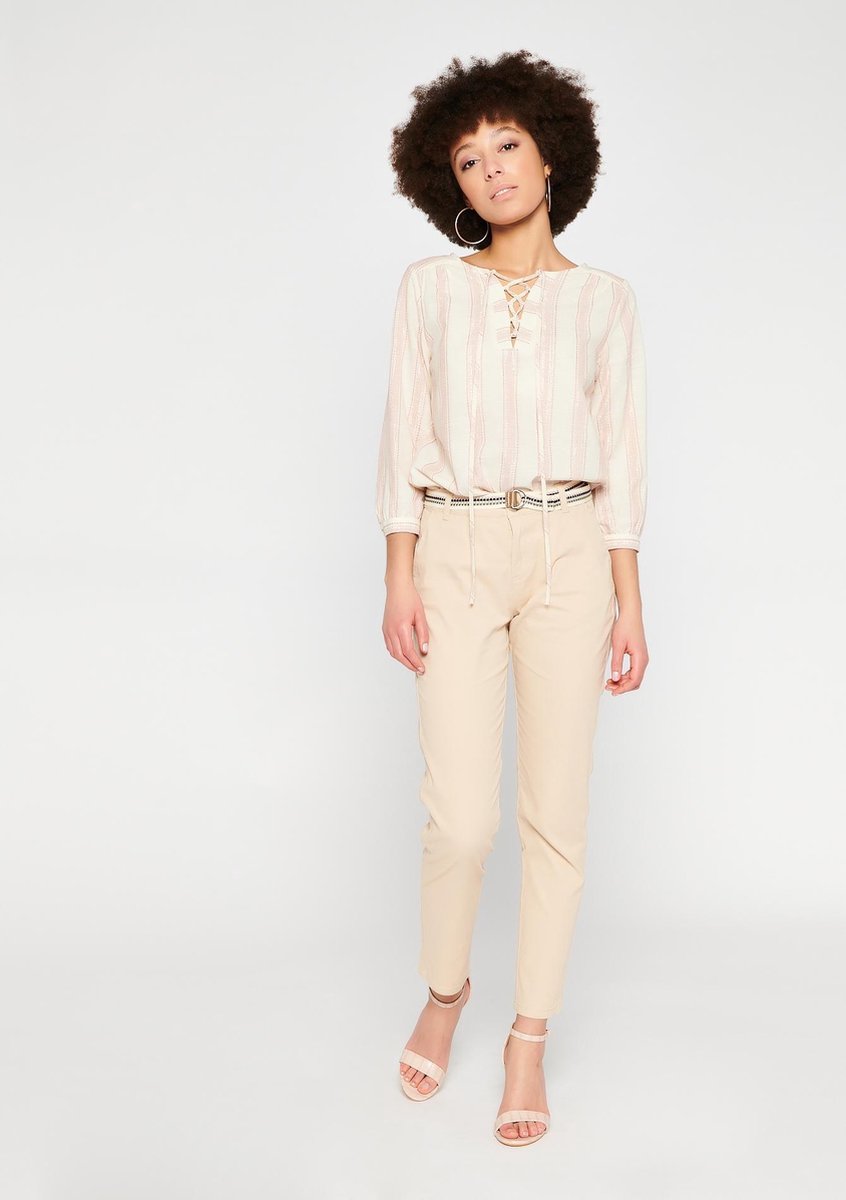 Blouse met driekwartsmouw en strepen - Licht Roze
