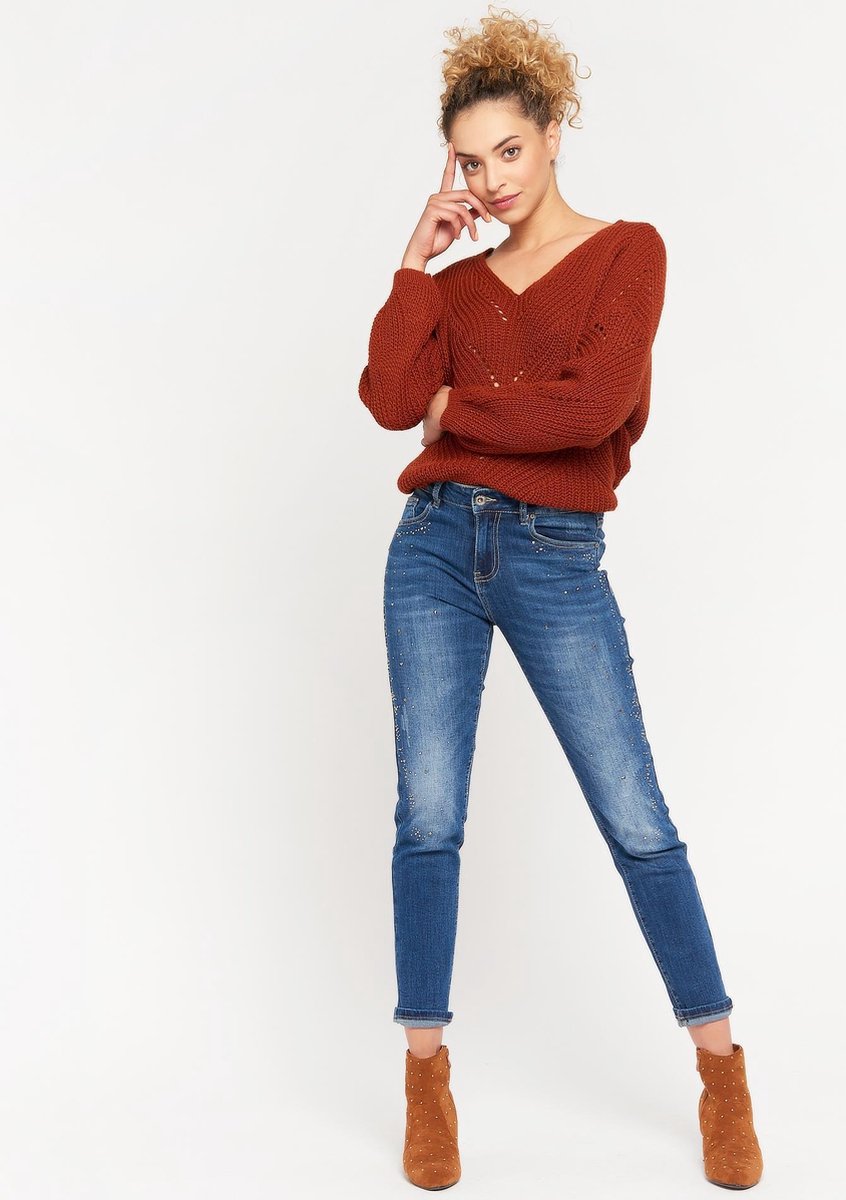Jeans met pailletten - Donker Blauw