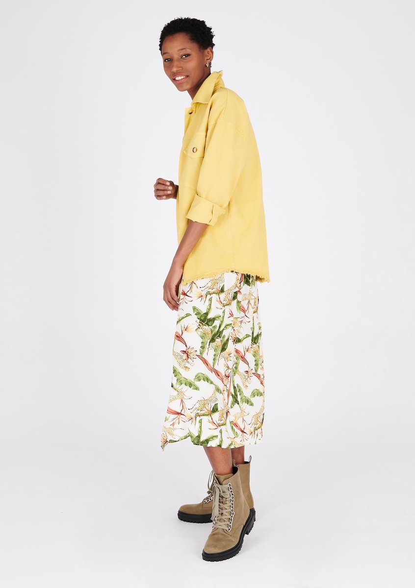 Oversized overhemd met franjes - Geel