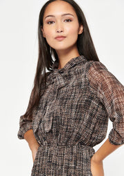 Geruite mini jurk - Bruin