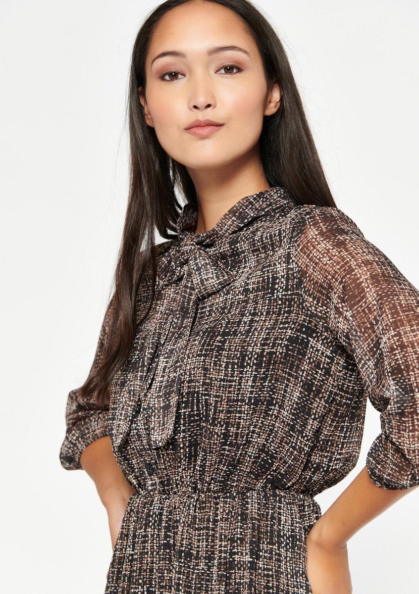 Geruite mini jurk - Bruin