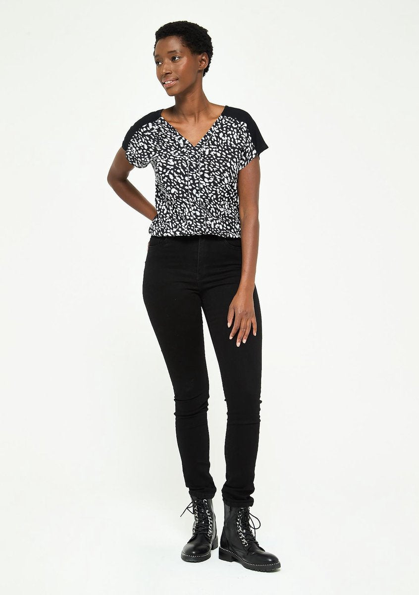 Skinny broek met hoge taille - Zwart