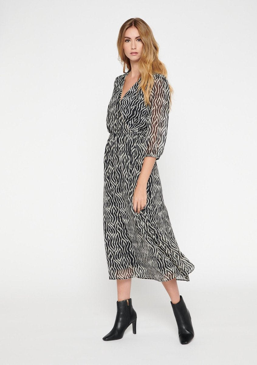 Maxi jurk met grafische print - Zwart