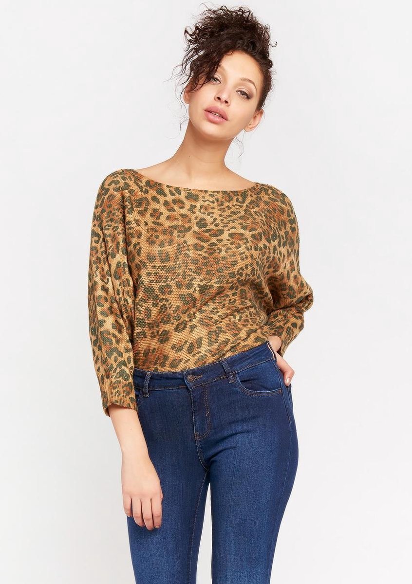 Trui met dierenprint - Camel