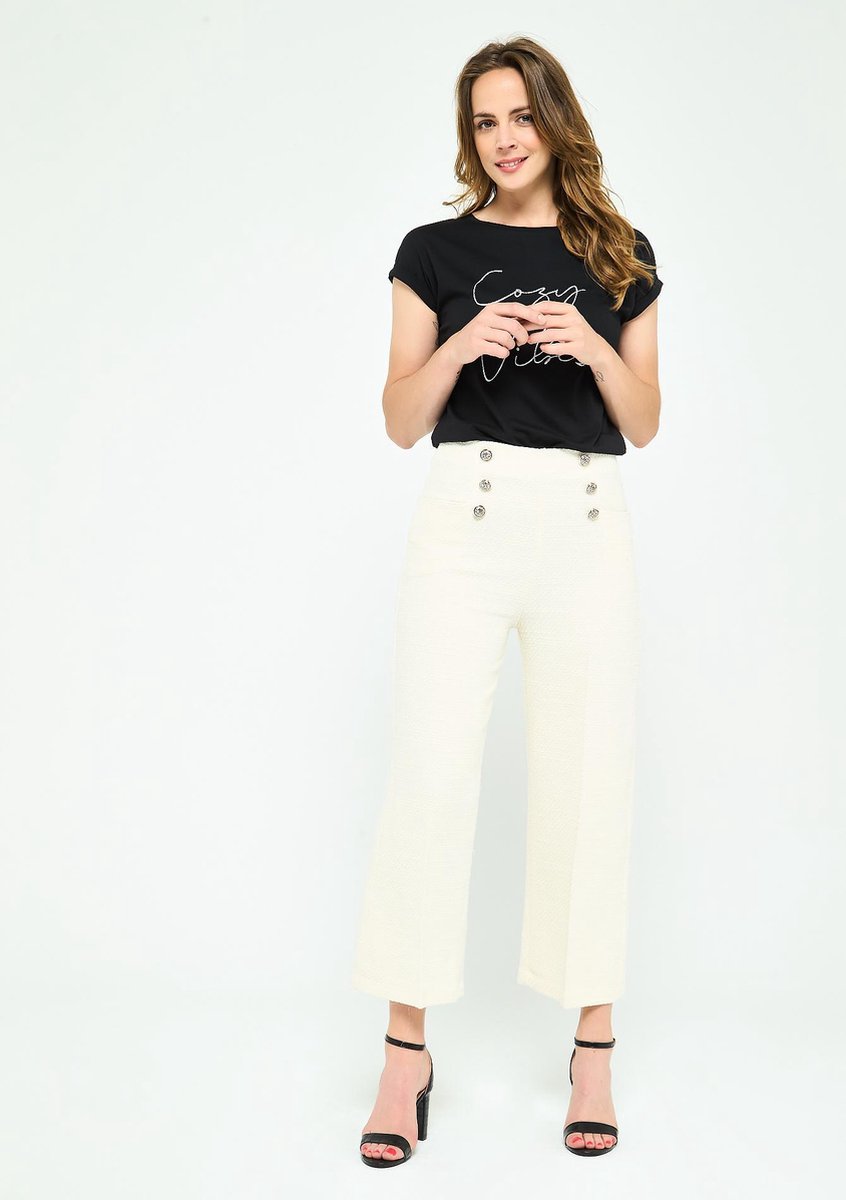 Klassieke broek met officiersknopen - Wit