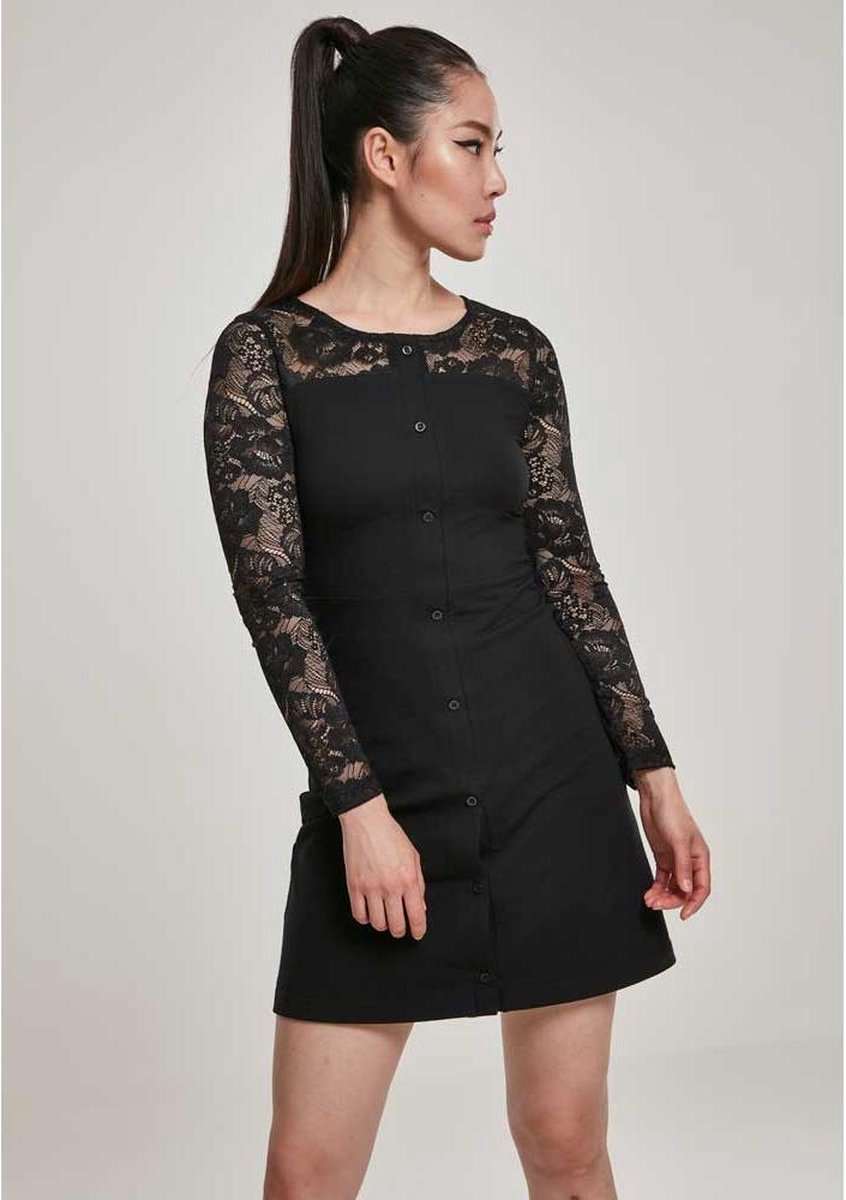 Urban Classics Korte jurk -S- Lace Block Zwart