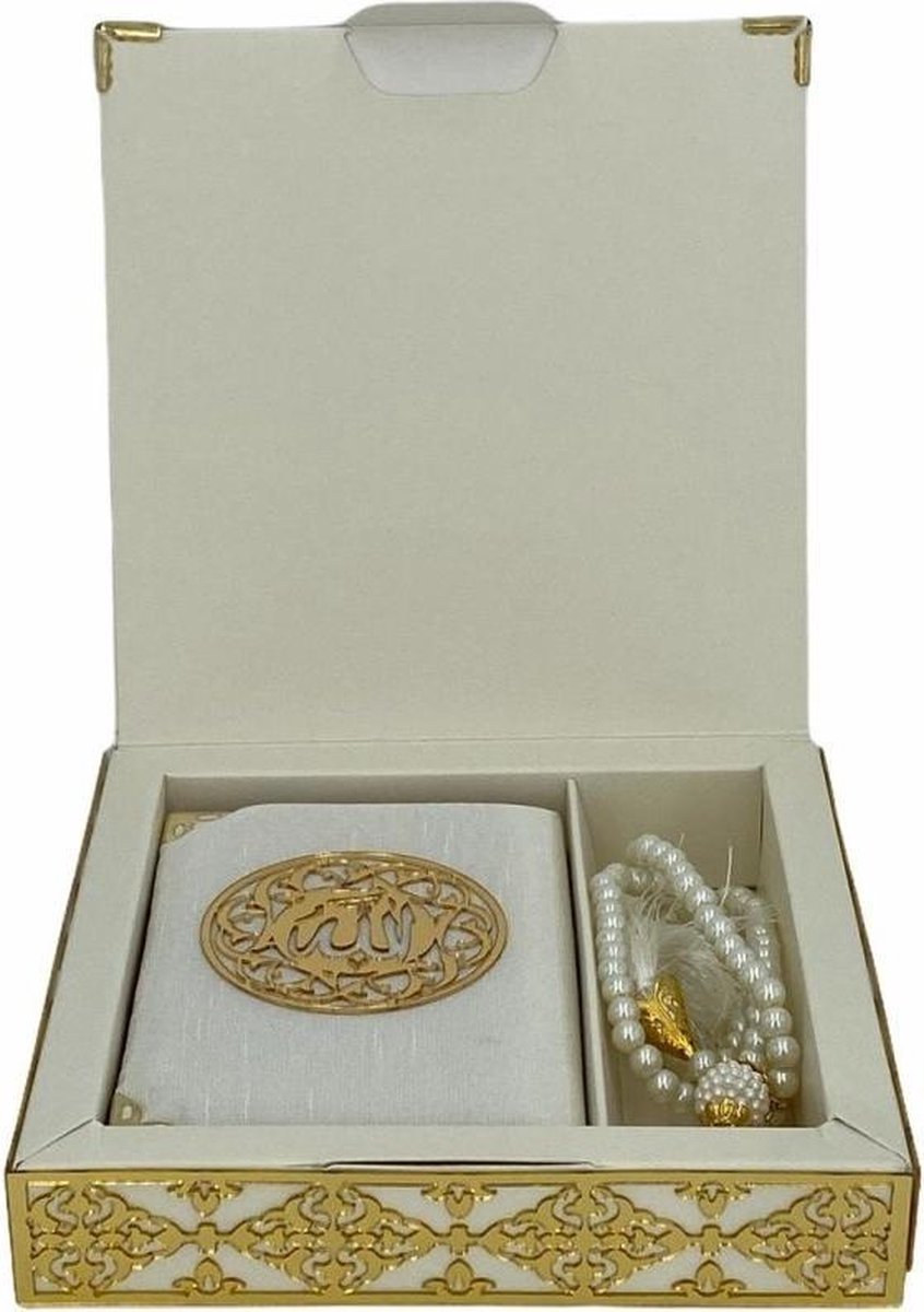 Luxe Koran Set met Tesbih en Kartonnen Kaft Wit