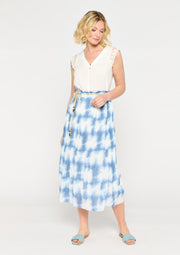 Rok met tie dye print en plisse - Blauw