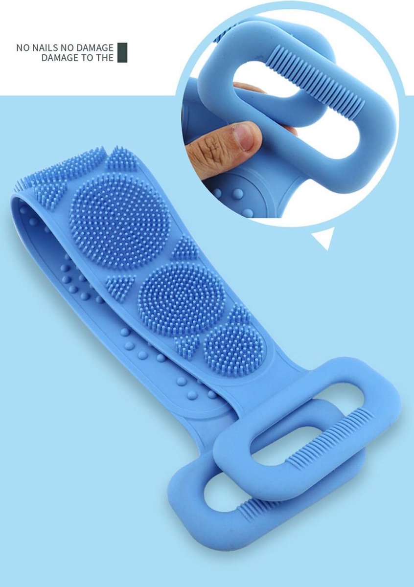 Rugkrabber - Scrub Band Lichaam - Badborstel - Doucheborstel - Rugborstel - Scrubborstel - Scrubband - Verzorging -  Rug scrubber  - Verzorgingsproducten - Badkamer - Handig - Cadeau - BLAUW