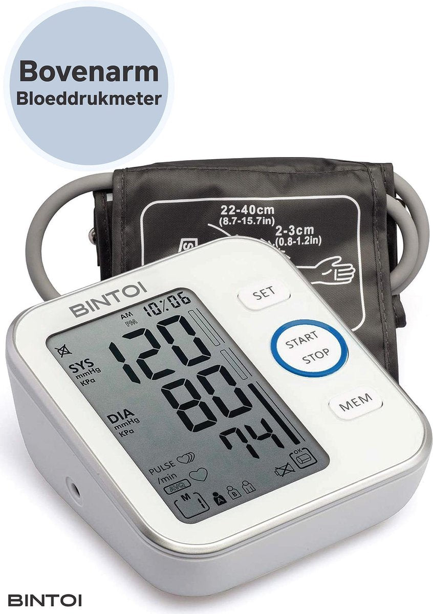 Bintoi® BX200 - Bloeddrukmeter Bovenarm - Hartslagmeter - Incl. Opbergtas en Batterijen