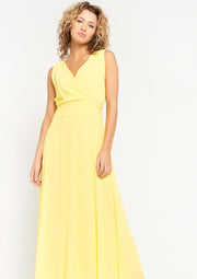 Maxi-jurk met cache-coeur - Geel