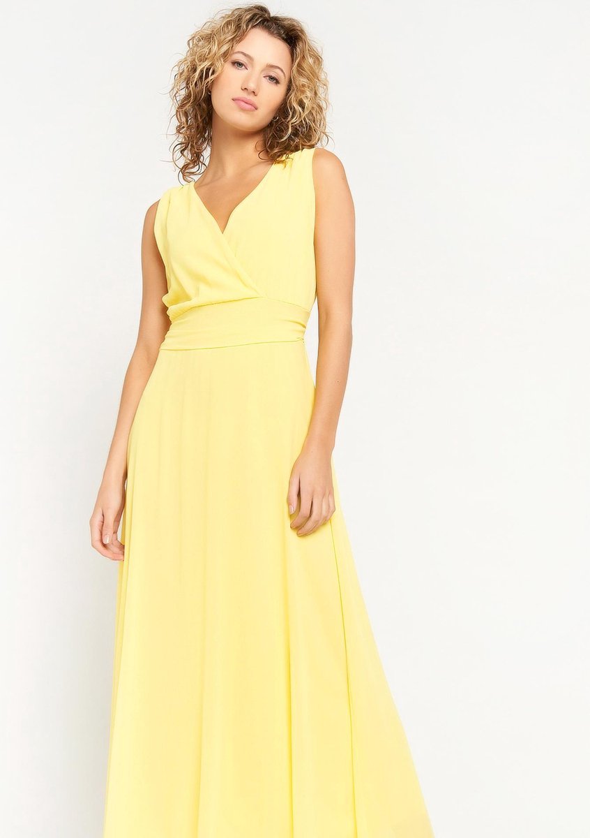 Maxi-jurk met cache-coeur - Geel