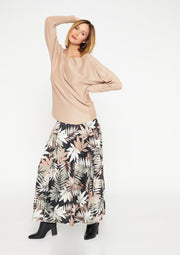 Lurex  trui met vleermuisouwen - Camel