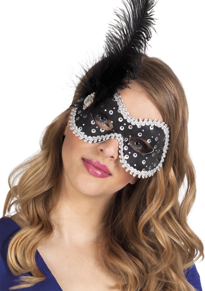 St. Oogmasker Venice lustrini zwart