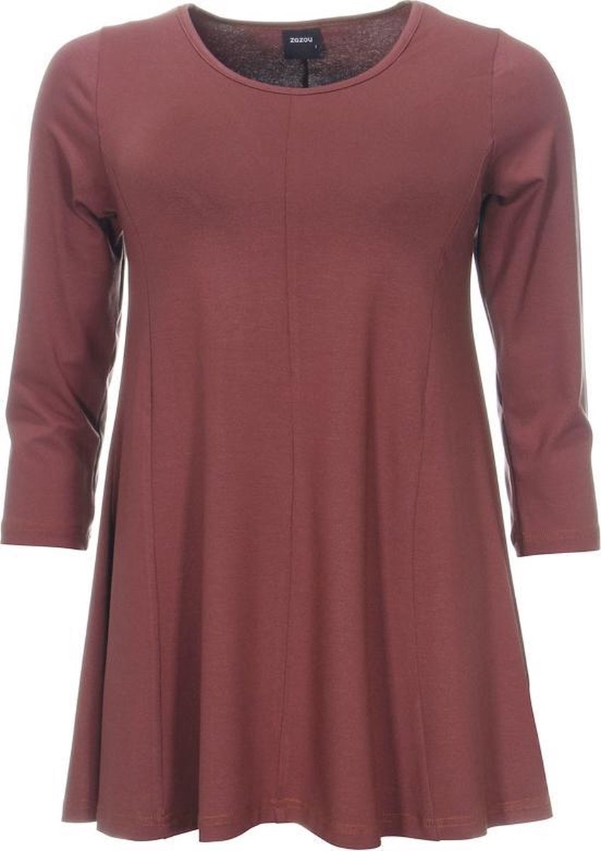 Zazou-A-lijn-shirt-driekwart-mouw-lightbordo