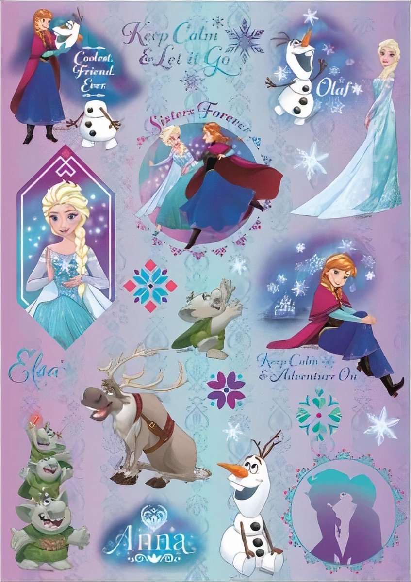 W&o Stickervel Frozen Junior 21 X 30 Cm Papier Paars 2 Stuks