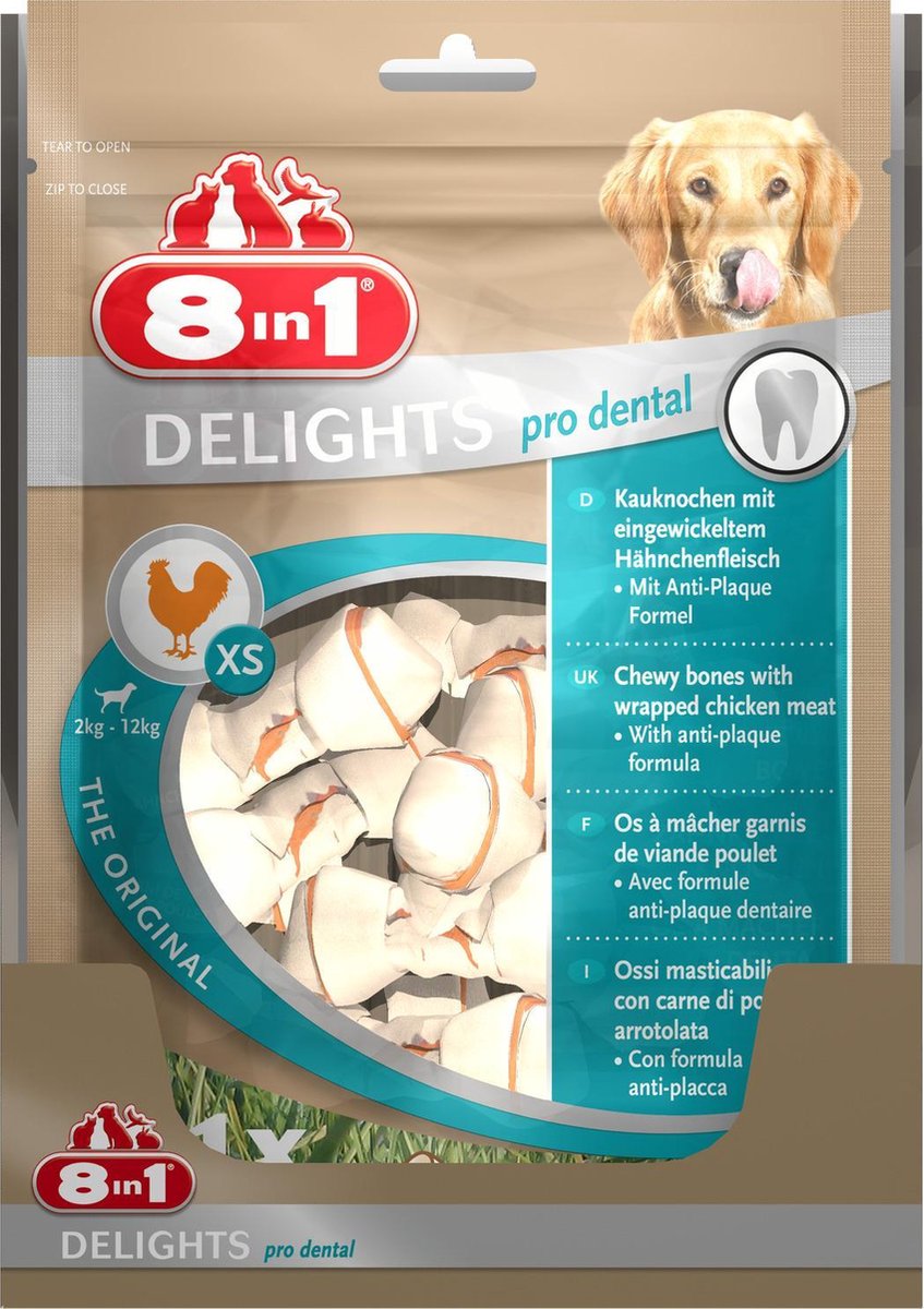 8in1 Dental Delights XS - Kip - Hondensnacks - 21 x 12 g