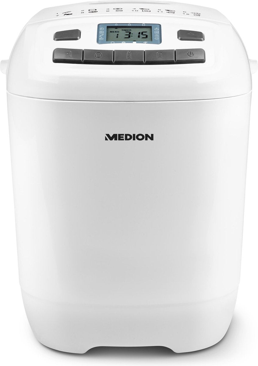 MEDION Broodbakmachine MD 18636 | 12 Bakprogramma's | 3 selecteerbare bruiningsgraden | 650 Watt | 1000 g capaciteit