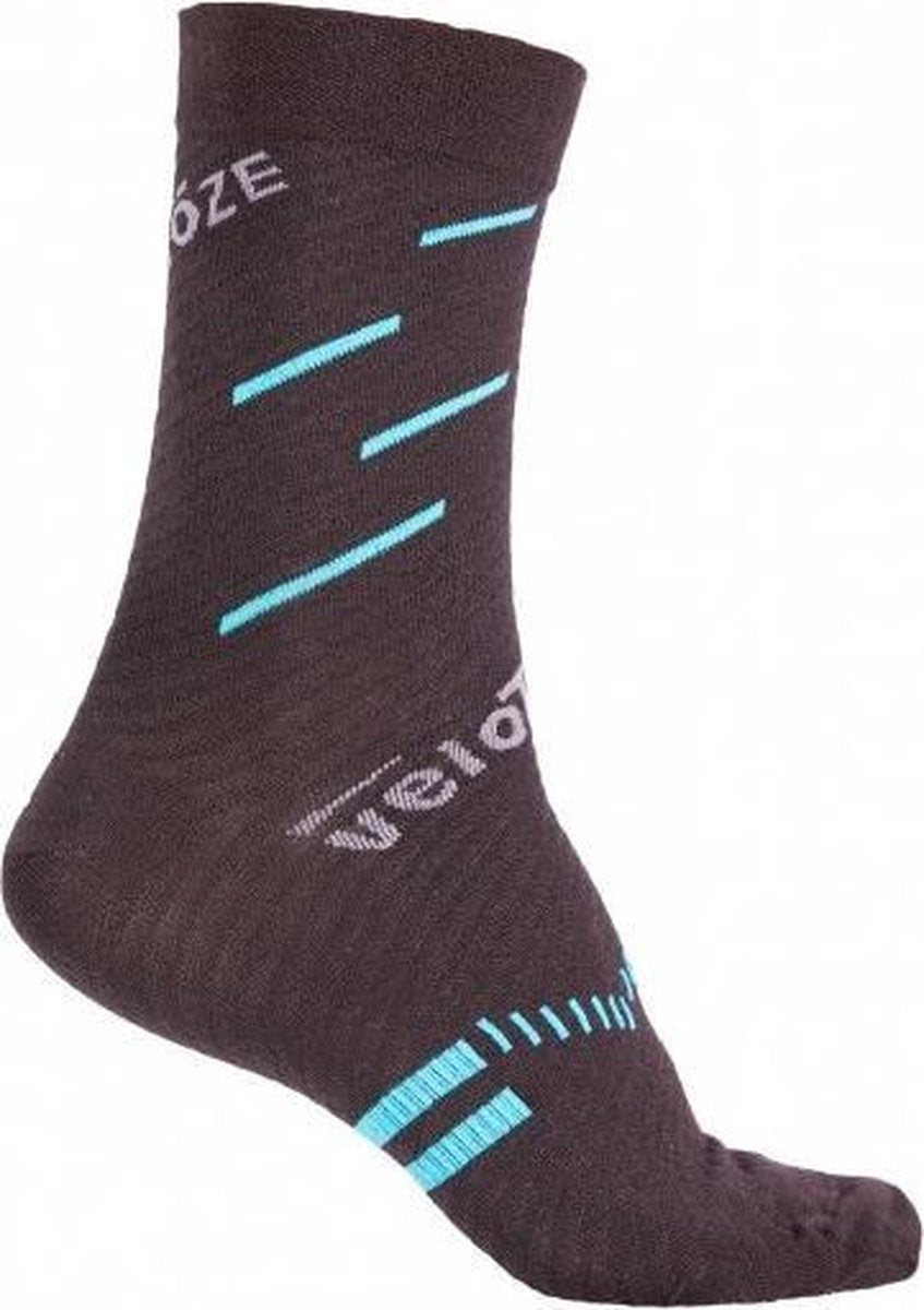 Velotoze Fietssokken Compression Merinowol Zwart/blauw Mt S/m