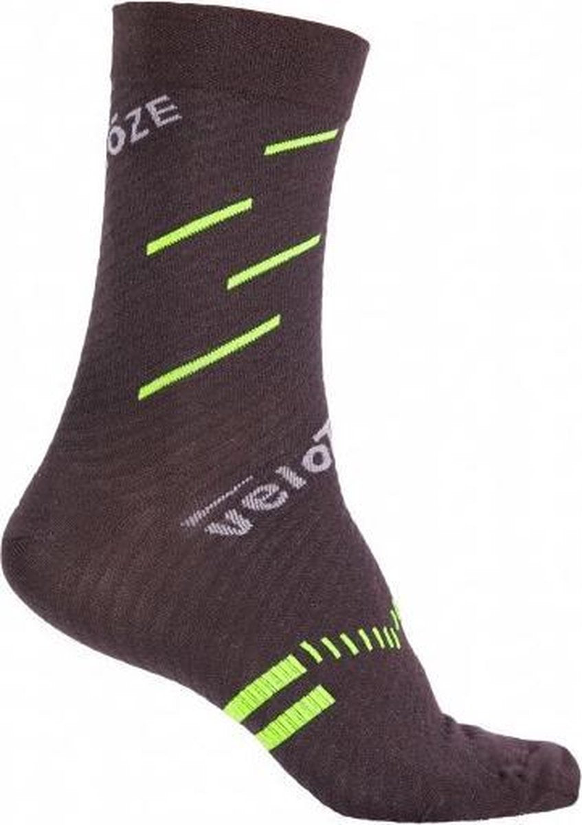 Velotoze Fietssokken Compression Merinowol Zwart/groen Mt L/xl