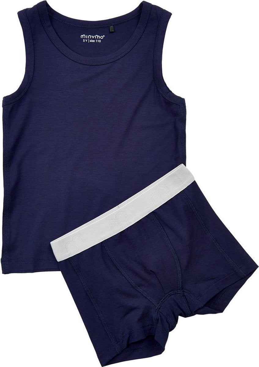 Minymo Ondergoedset Jongens Viscose Blauw 2-delig Maat 128