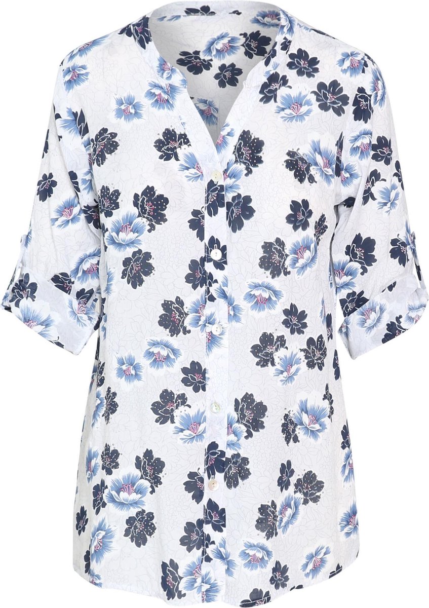 Cassis - Blouse met lotusbloemen - Indigo