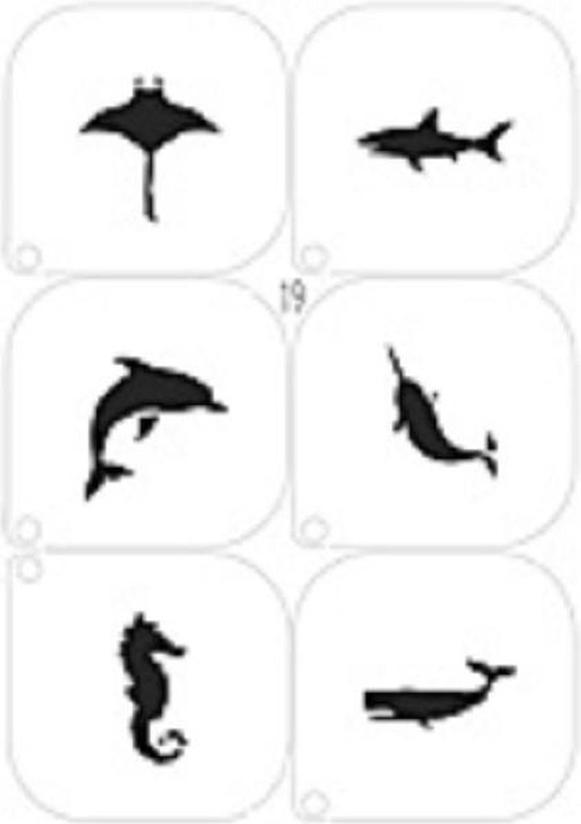 schminksjablonen - vissen / zeepaard - 6 assorti