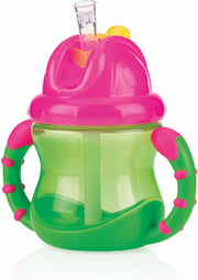 Nûby - Flip-It™ antilekbeker met handvatten - Groen & Roze - 240ml - 12m+