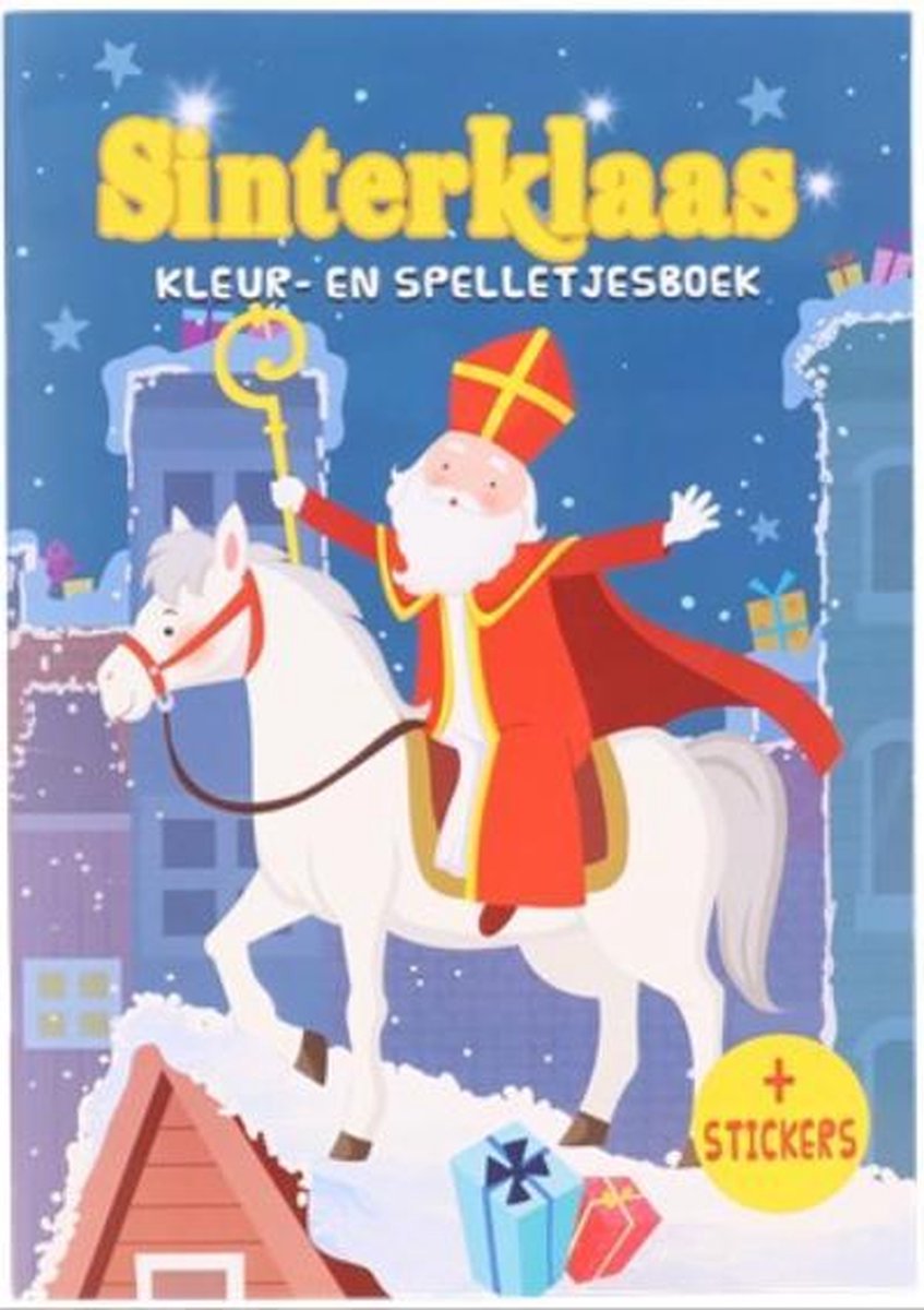 kleurboek sinterklaas kleur en spellen boek met stickers - sinterklaas kleurboek met stickers