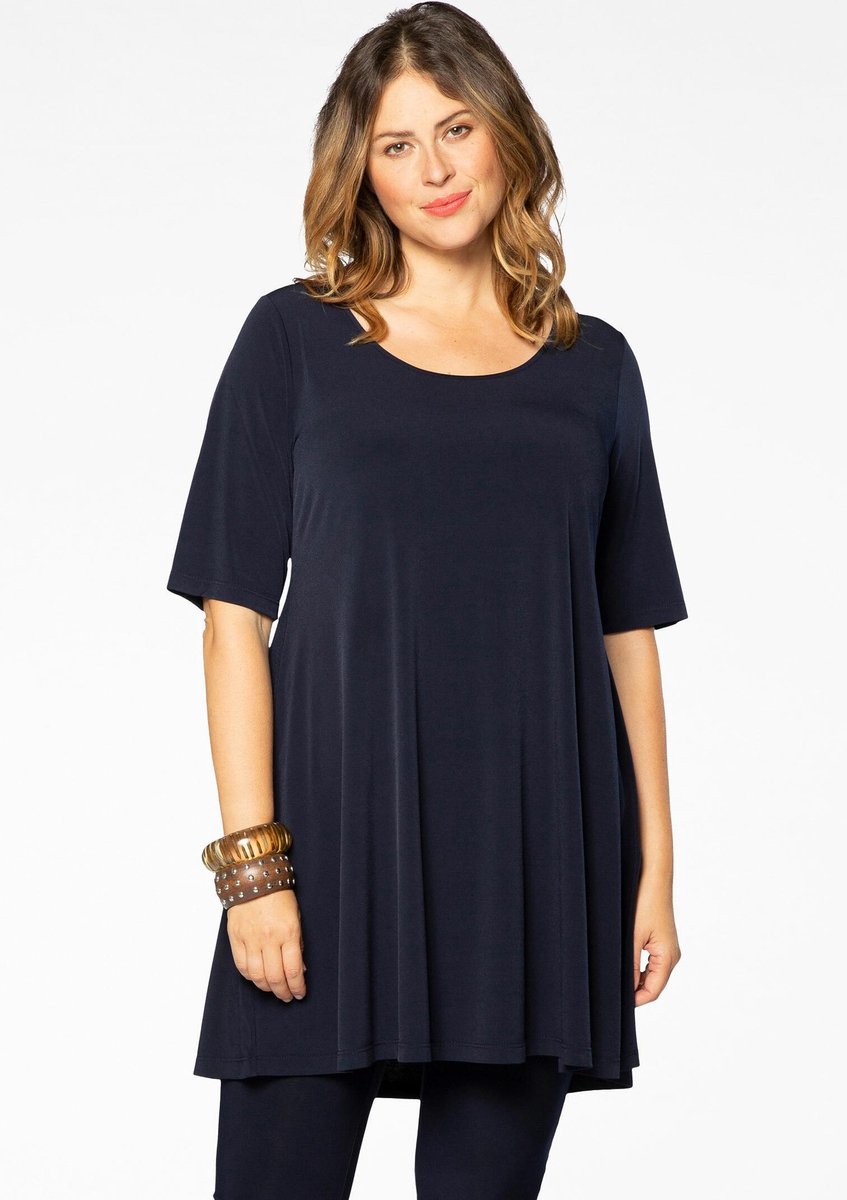 Yoek | Grote maten - dames t-shirt korte mouw - donkerblauw