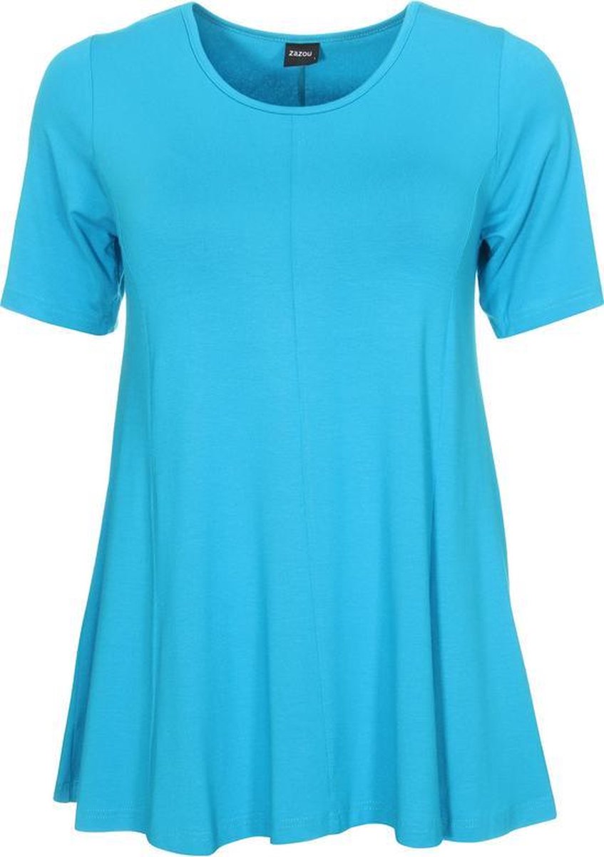 Zazou-A-lijn-shirt-korte-mouw-aqua