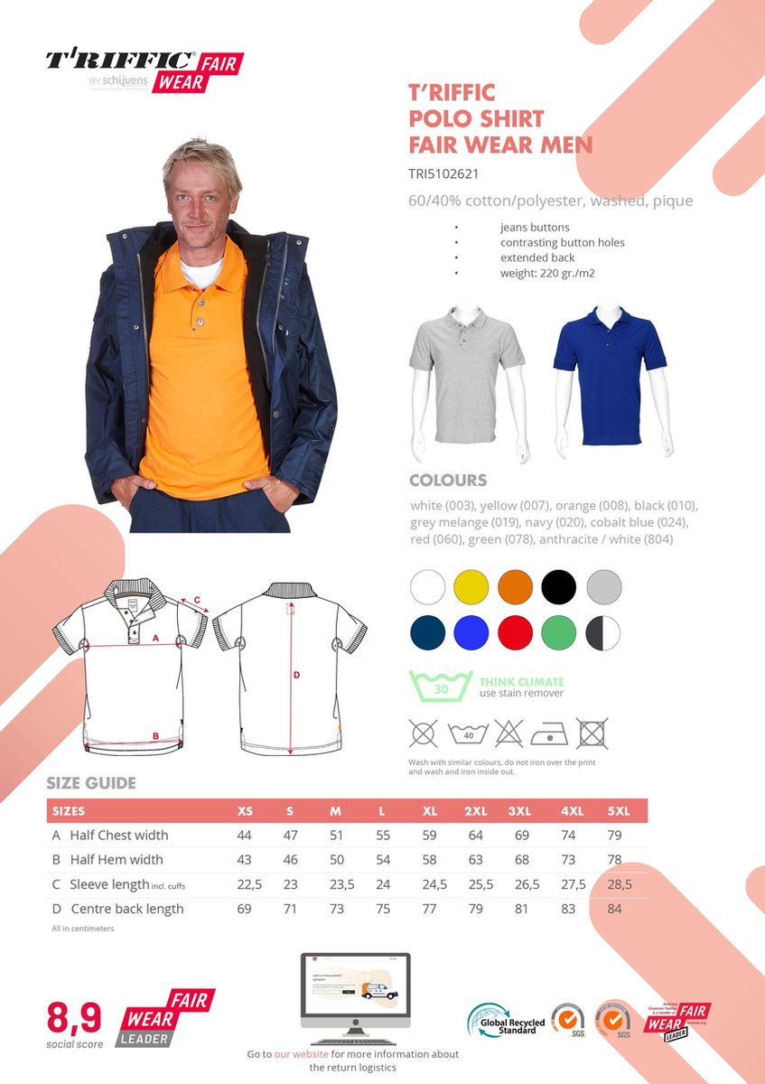 T'RIFFIC SOLID heren poloshirt korte mouw geel - Maat XL