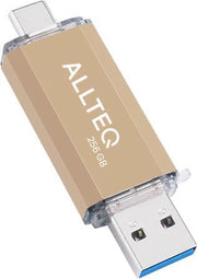 USB stick | Dual USB | USB C | 256 GB | Goud | Allteq