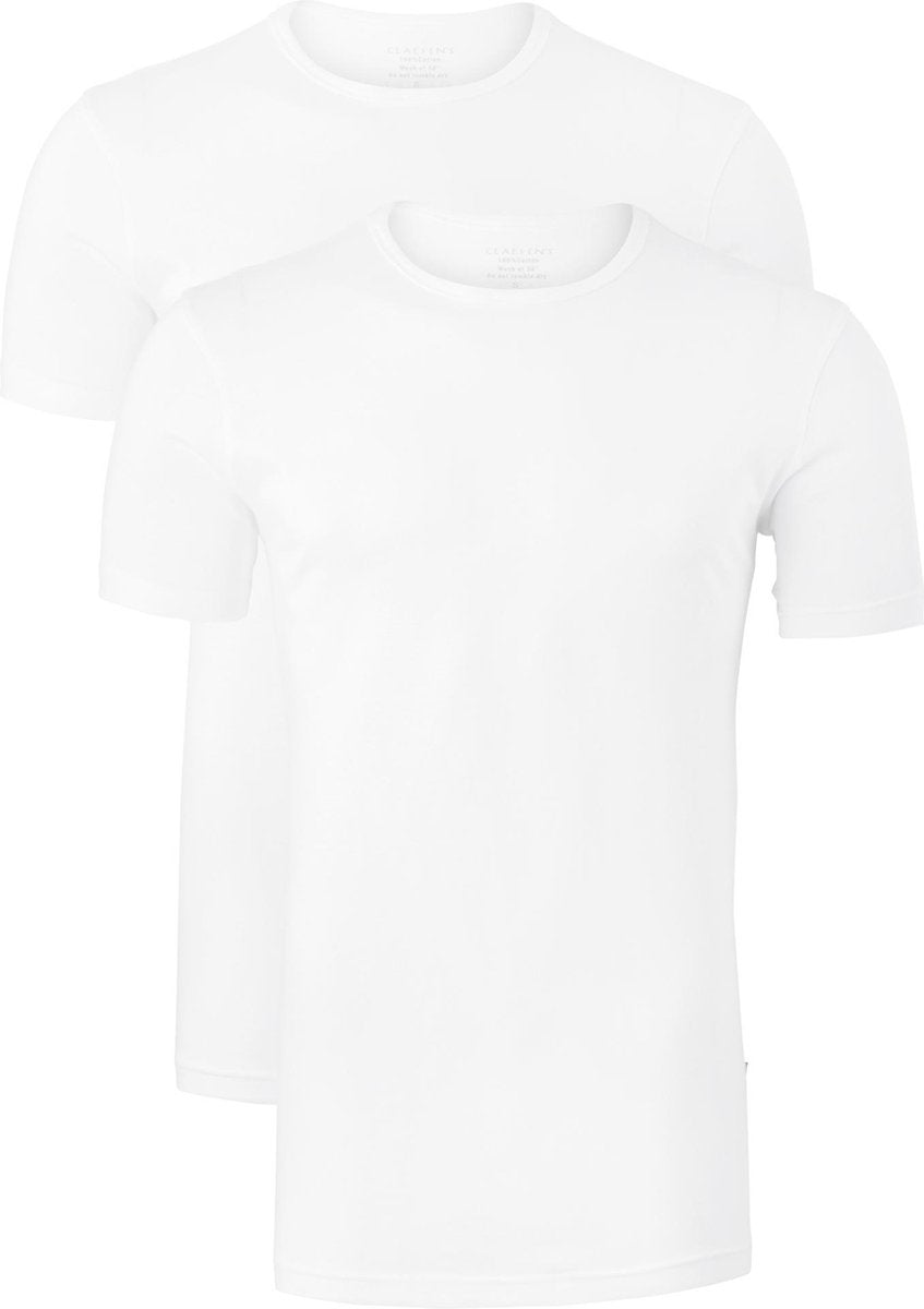 Claesen's Basics T-shirts (2-pack) - heren T-shirts O-hals - wit -  Maat: M