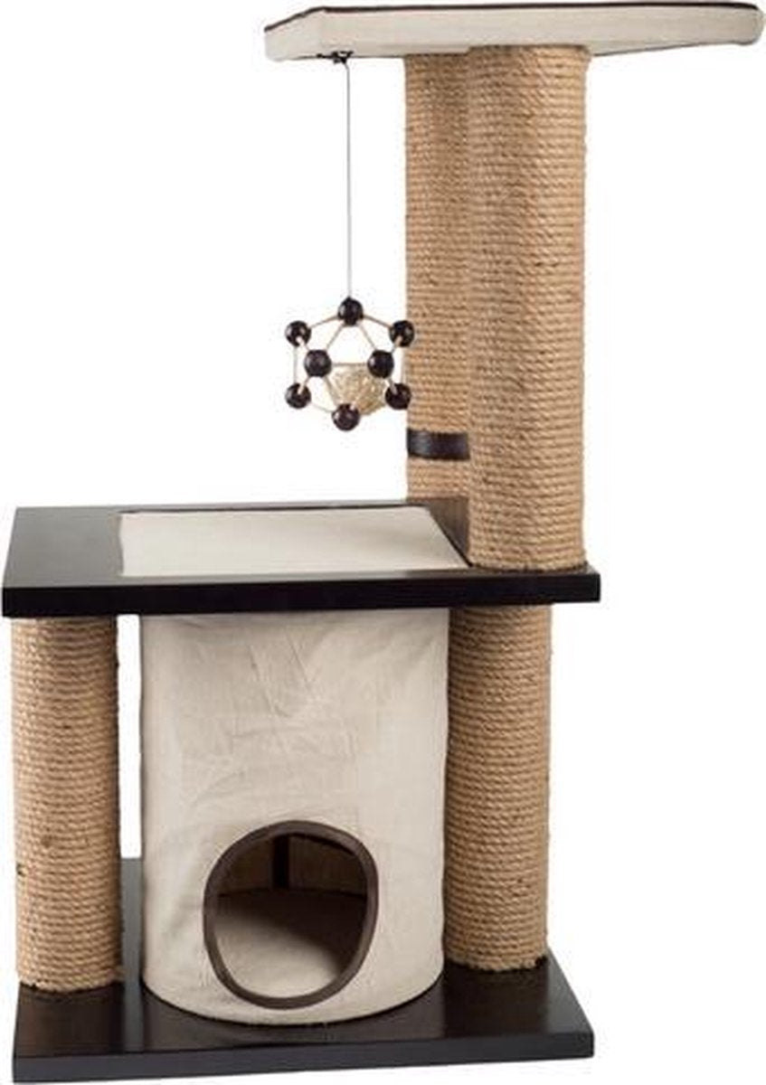 RelaxPets - Krabpaal - Klim en Speel Paal - 3 Verdiepingen - 40X40X70CM