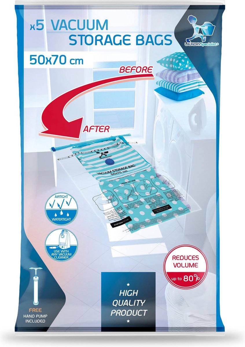 LaundrySpecialist® Handige vacuüm opbergzakken 50x70 cm - set van 5