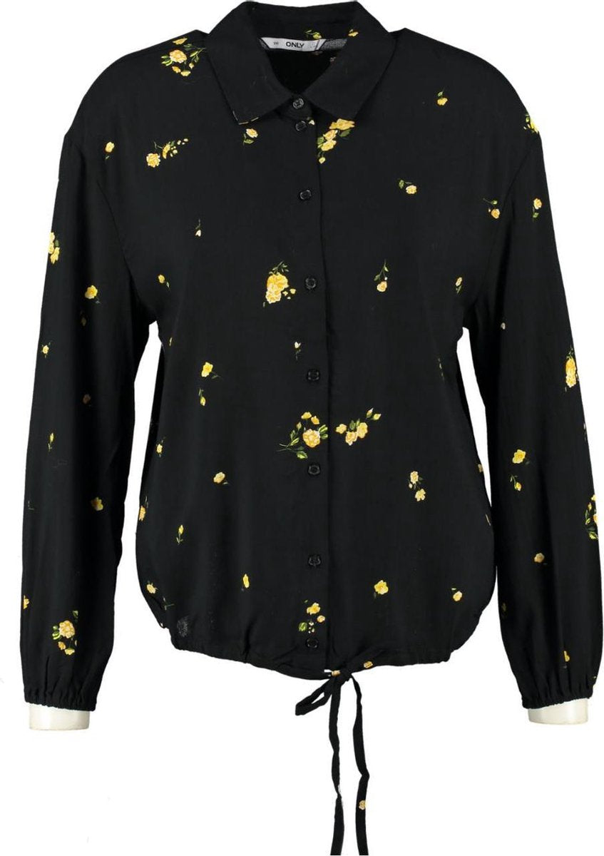 Only viscose blouse zwart multi - Maat 34