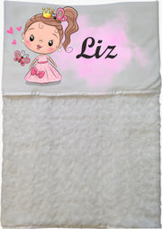 Baby dekentje Prinses EIGEN NAAM - gepersonaliseerd dekentje - kraam cadeau - zacht dekentje - Princess - wit deken - Meisje
